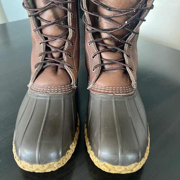 L.L. Bean Men’s Leather Rubber Shearling Lined winter duck boots - Size 10 - Picture 6 of 10